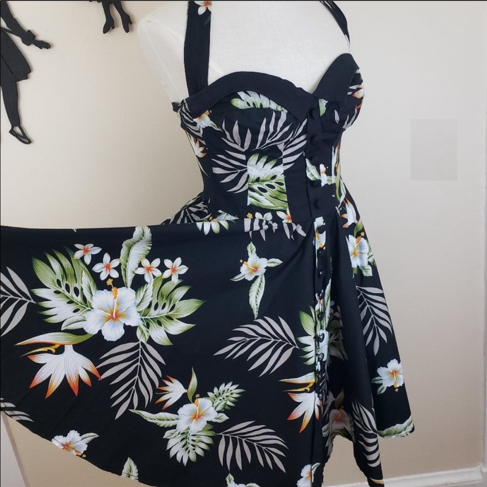 Hell Bunny Vixen Tropical Swing Dress Size Large